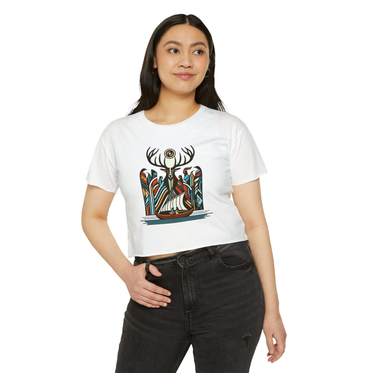 Deer Abstract Crop Tshirt - Image 2