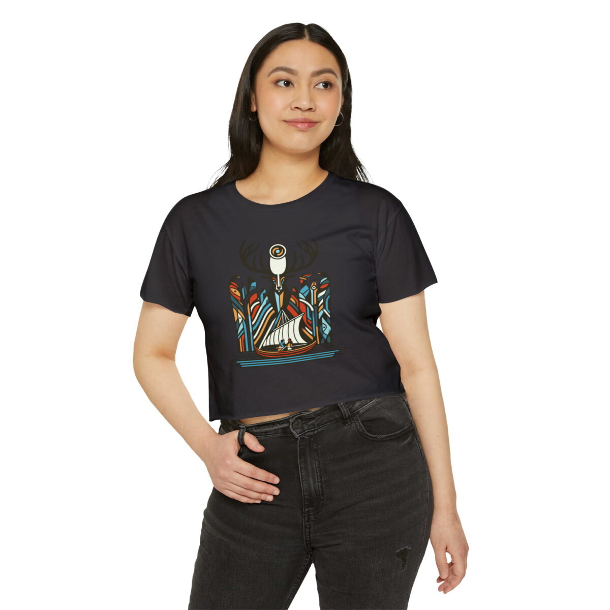 Deer Abstract Crop Tshirt - Image 3