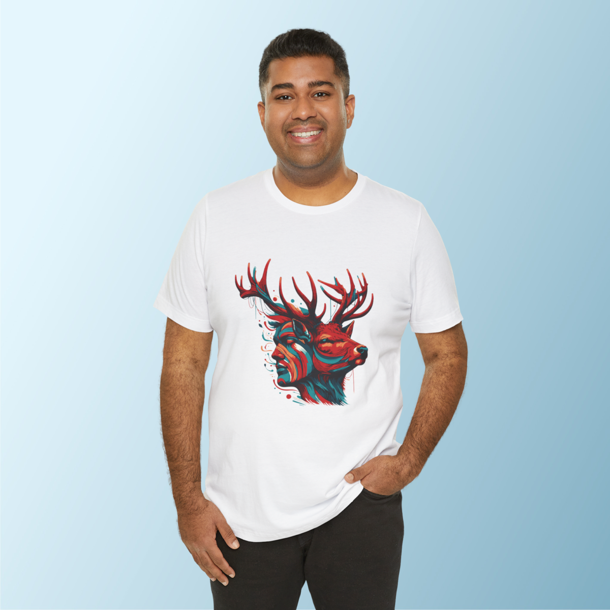 Deer n Human Design Printed Tshirt - Image 7