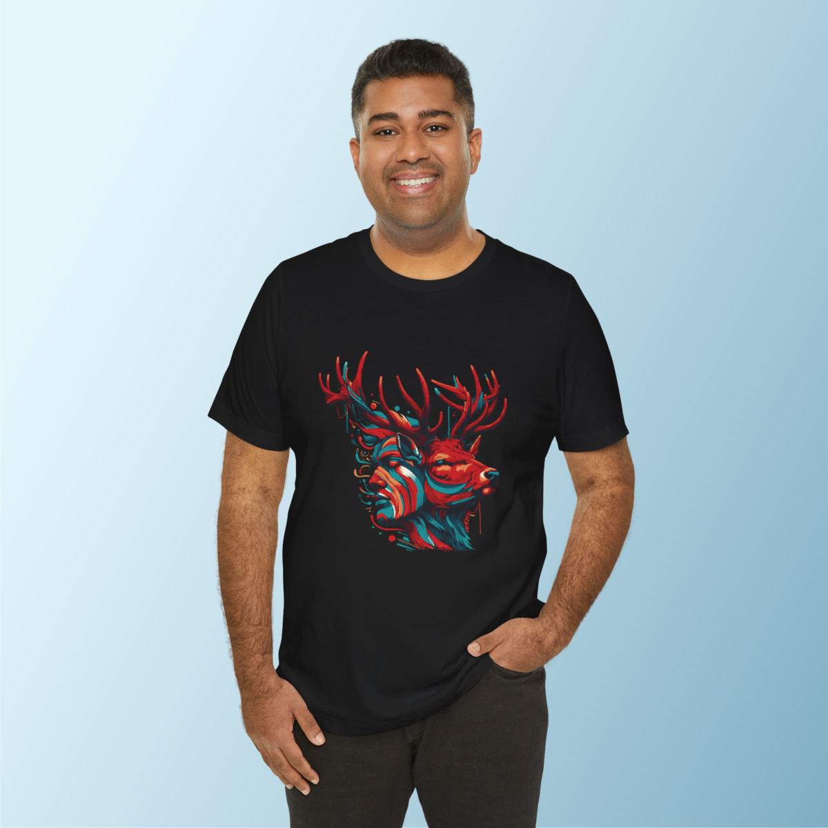 Deer n Human Design Printed Tshirt - Image 8