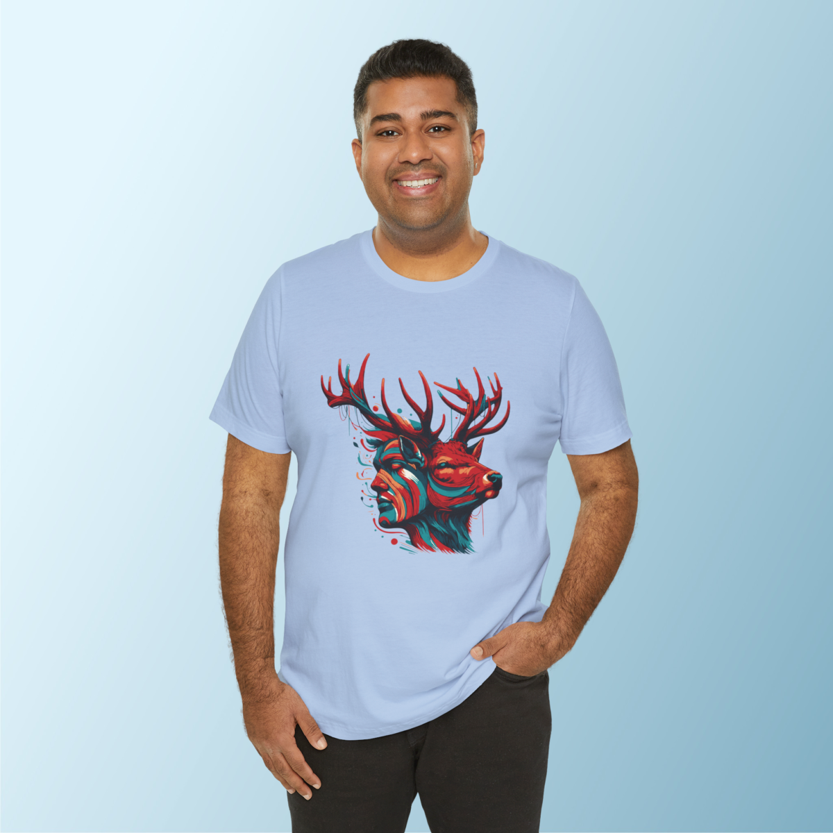 Deer n Human Design Printed Tshirt