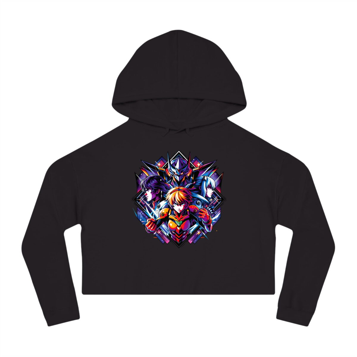 Anime Fighter Girl Crop Hoodies