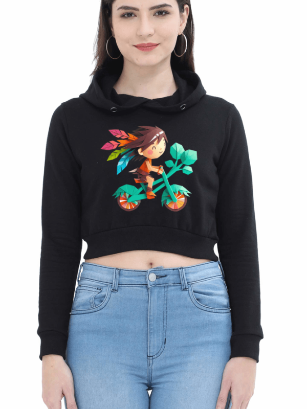 A Girl’s Harmony with Nature Crop Hoodies