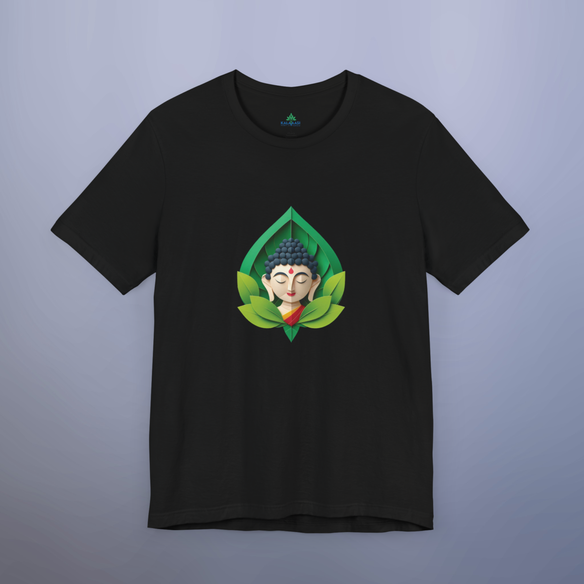 Buddha Face Leaf Meaditaion Printed Tshirt - Image 2