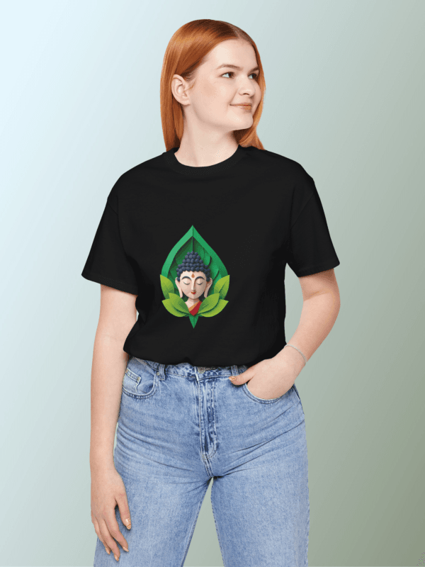 Buddha Face Leaf Meaditaion Printed Tshirt