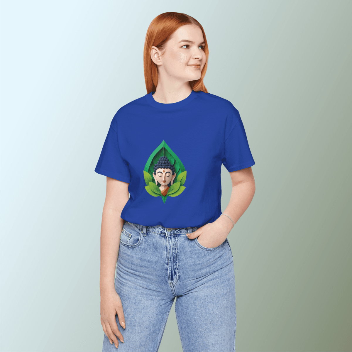 Buddha Face Leaf Meaditaion Printed Tshirt - Image 4