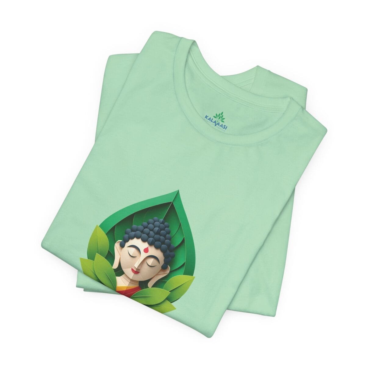 Buddha Face Leaf Meaditaion Printed Tshirt - Image 3