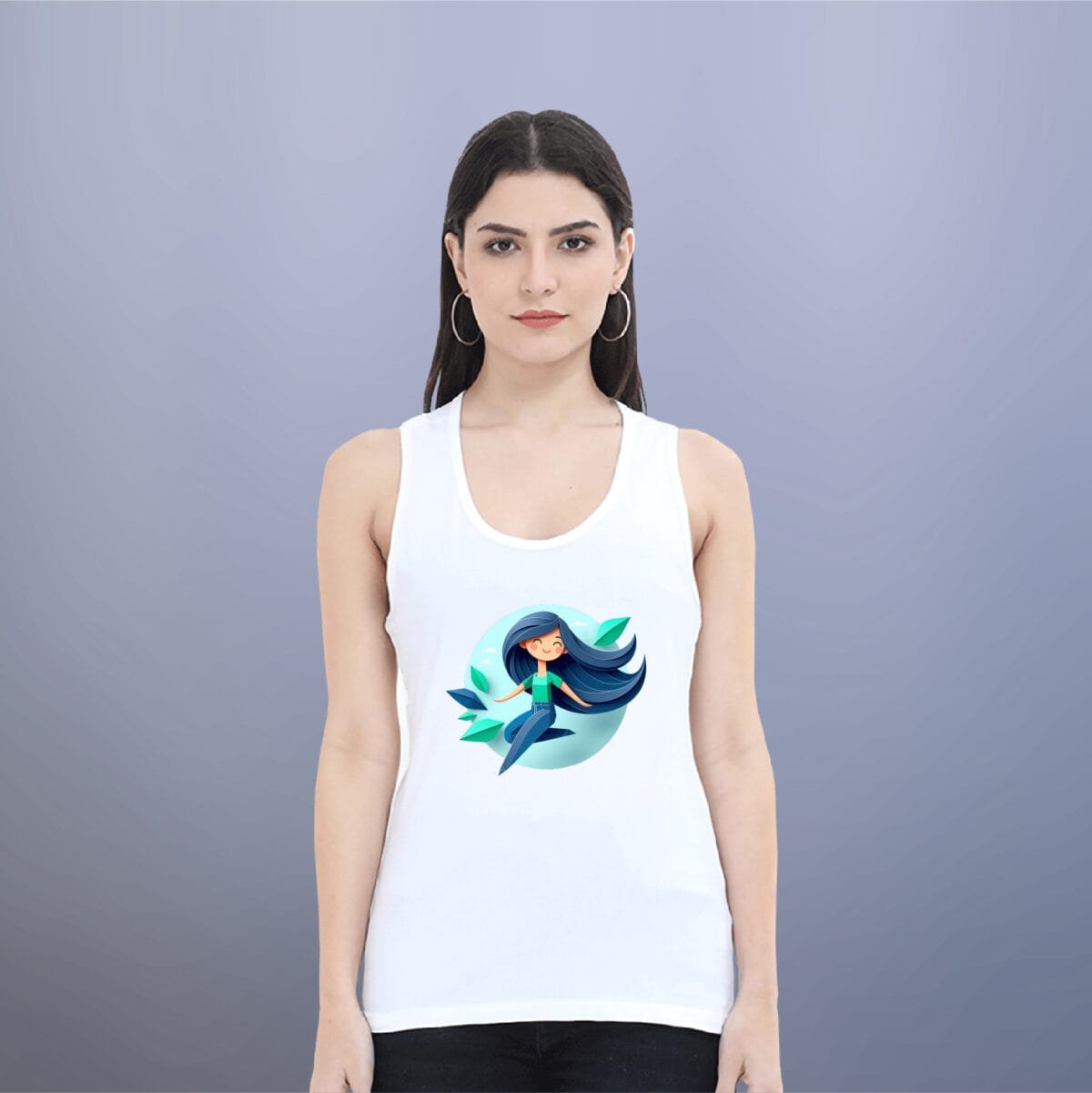 Floating hair Women's Sleeveless Cotton Tank Top - Image 8