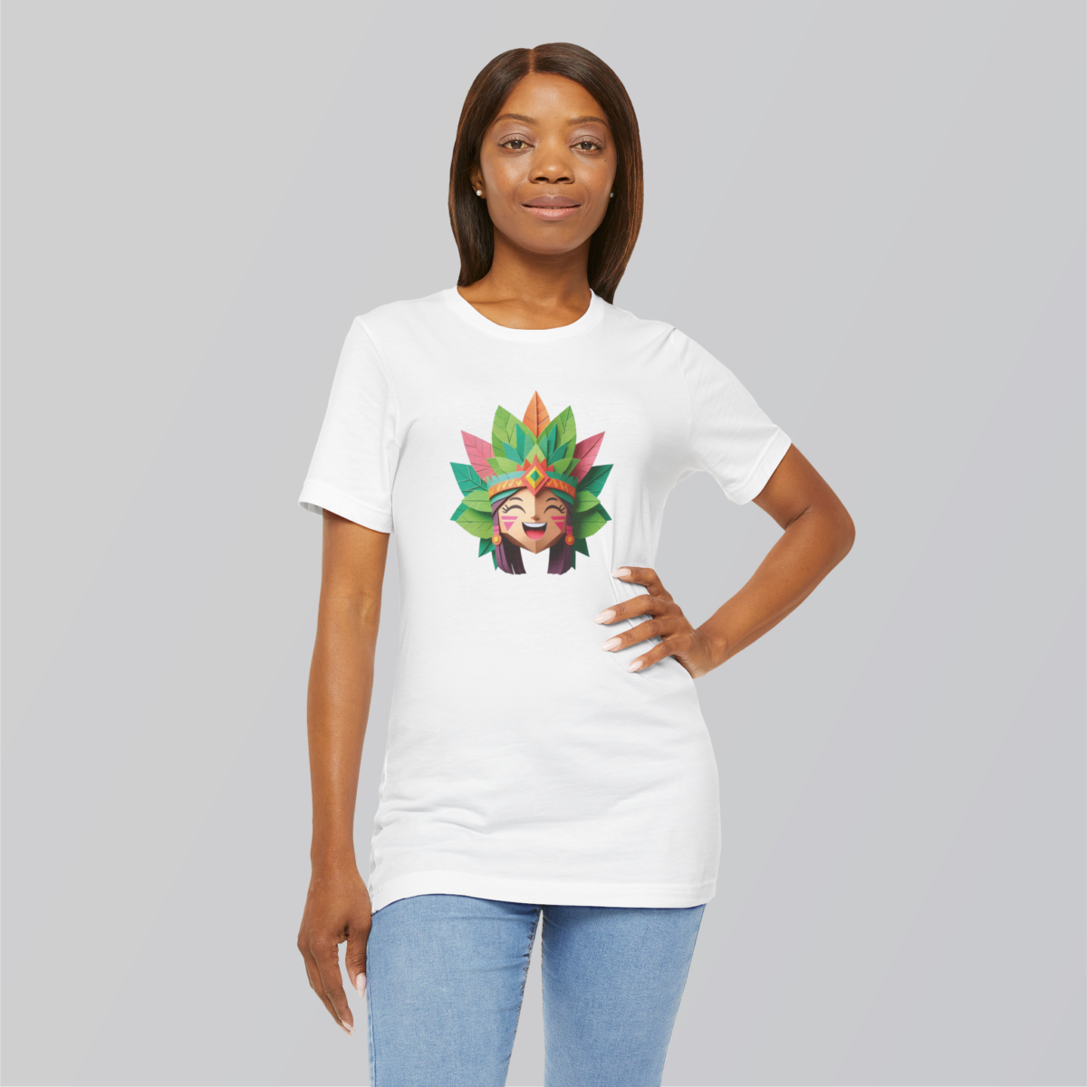 Women tribal face origami Printed Tshirt