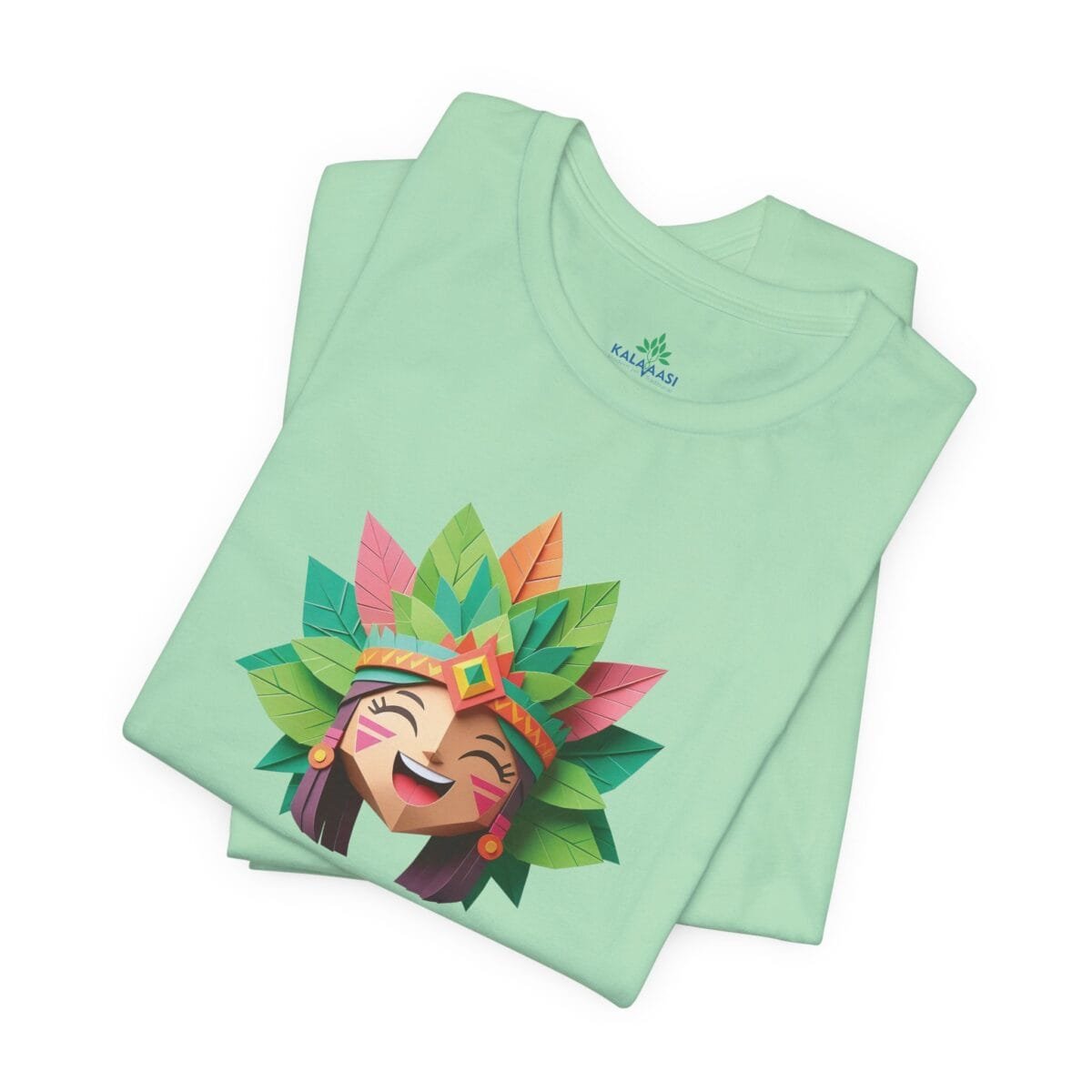 Women tribal face origami Printed Tshirt - Image 2