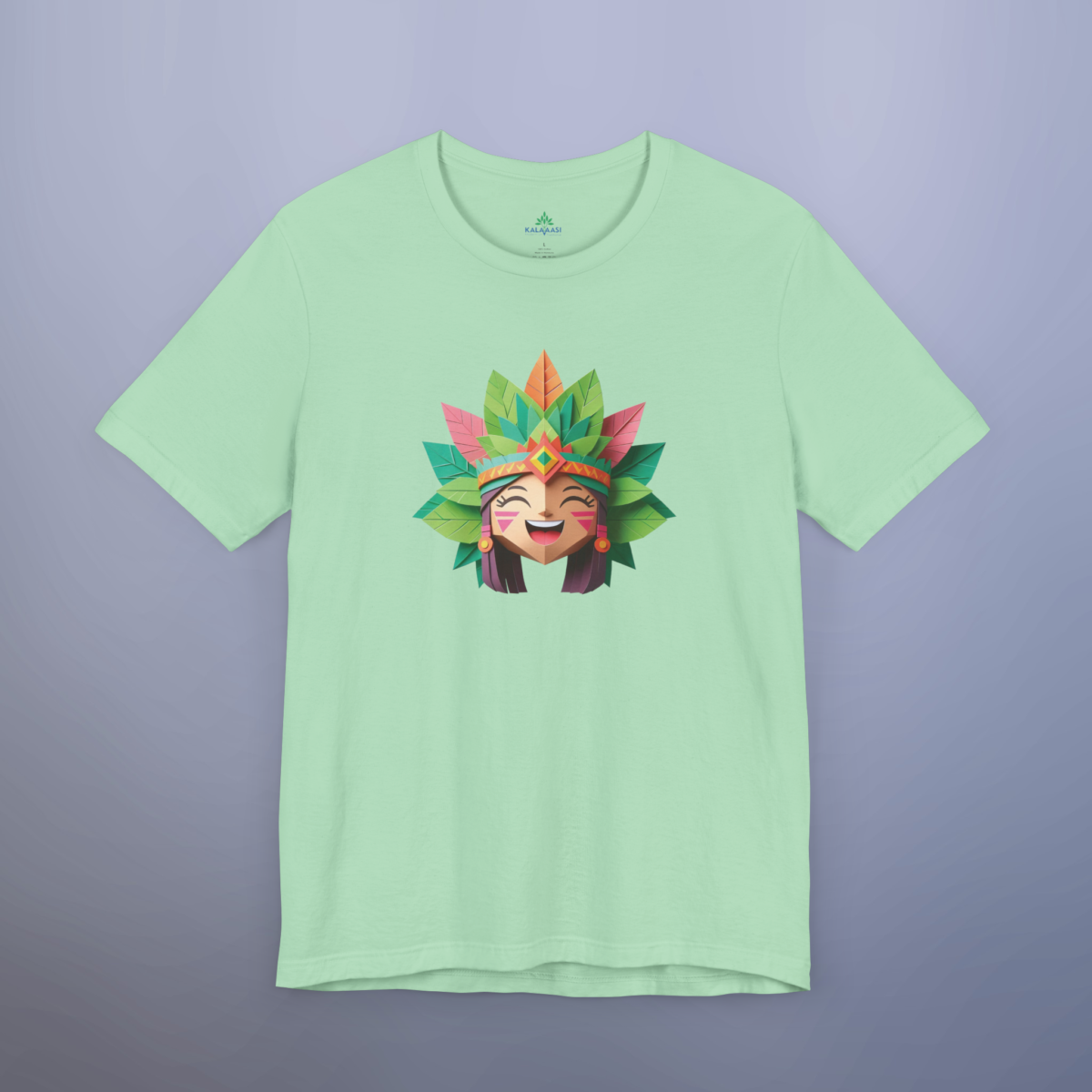 Women tribal face origami Printed Tshirt - Image 4