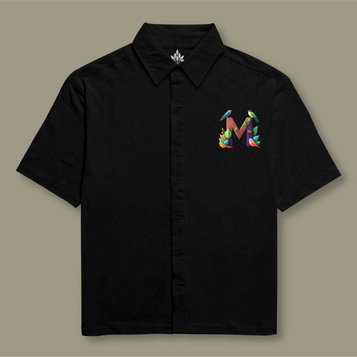 Alphabet M Oversized Cotton Shirt - Image 3