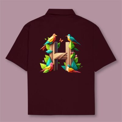 Alphabet  H Oversized Cotton Shirt