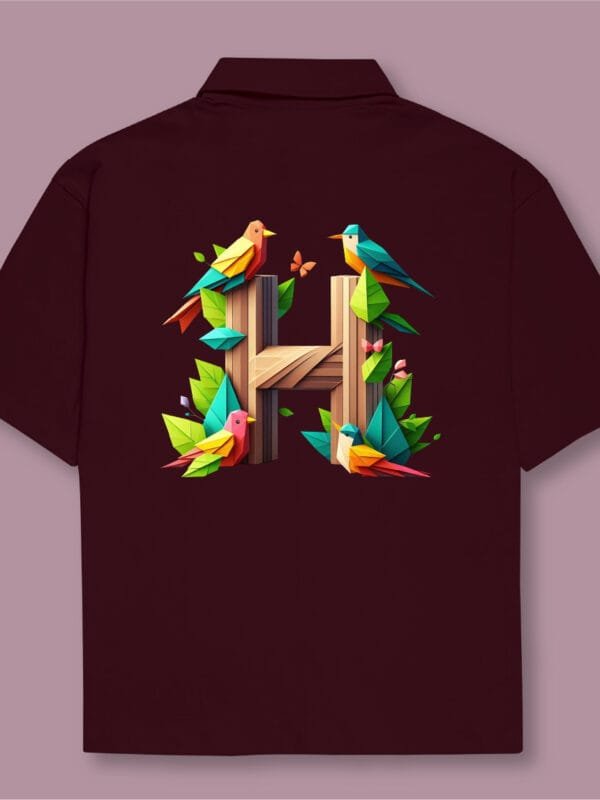 Alphabet  H Oversized Cotton Shirt