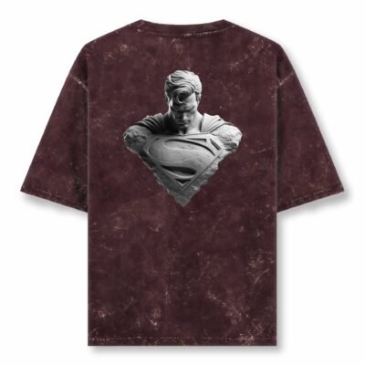 Superman Acid Wash Oversized T-Shirt – 240 GSM | 100% Super Combed Cotton