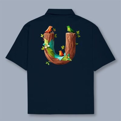 ALPHABET U OVERSIZED COTTON SHIRT