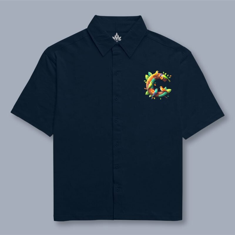 Alphabet C Oversized Cotton Shirt - Image 8