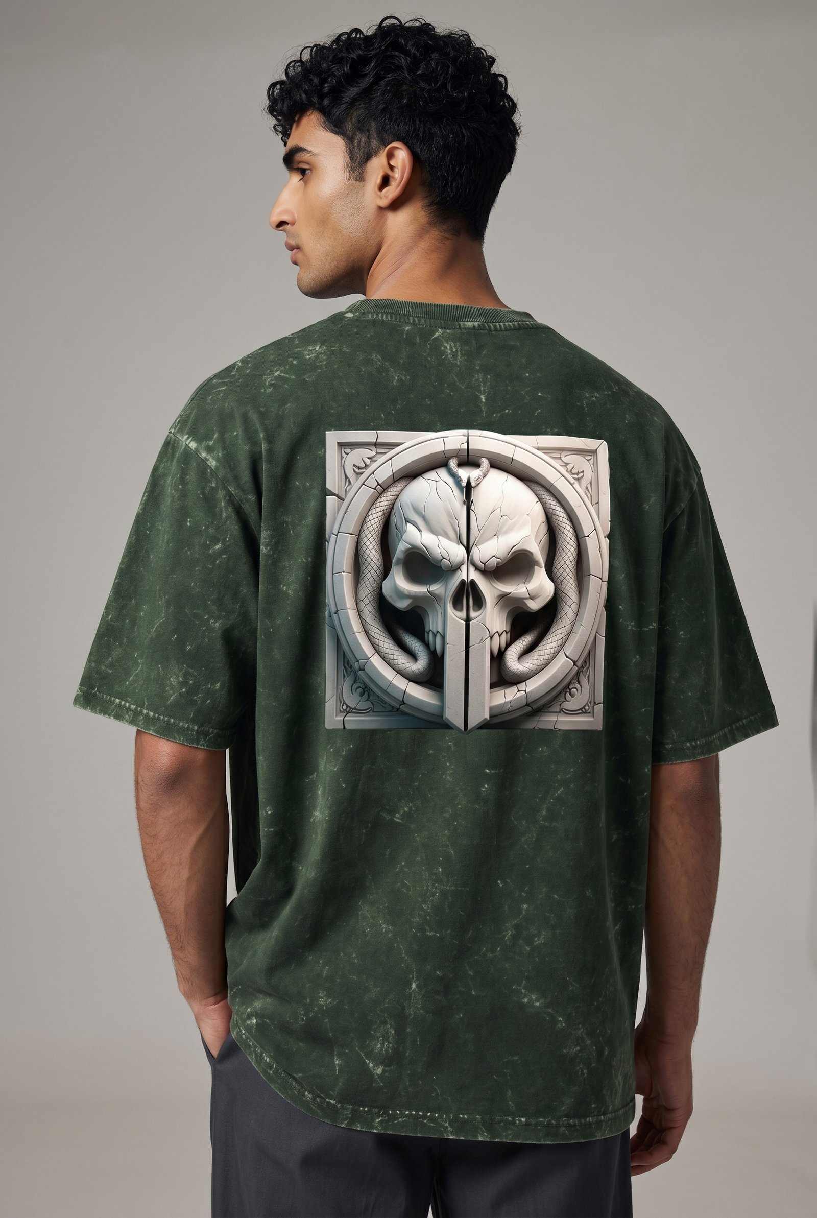 Home Skull Snake Wash Oversized T-Shirt