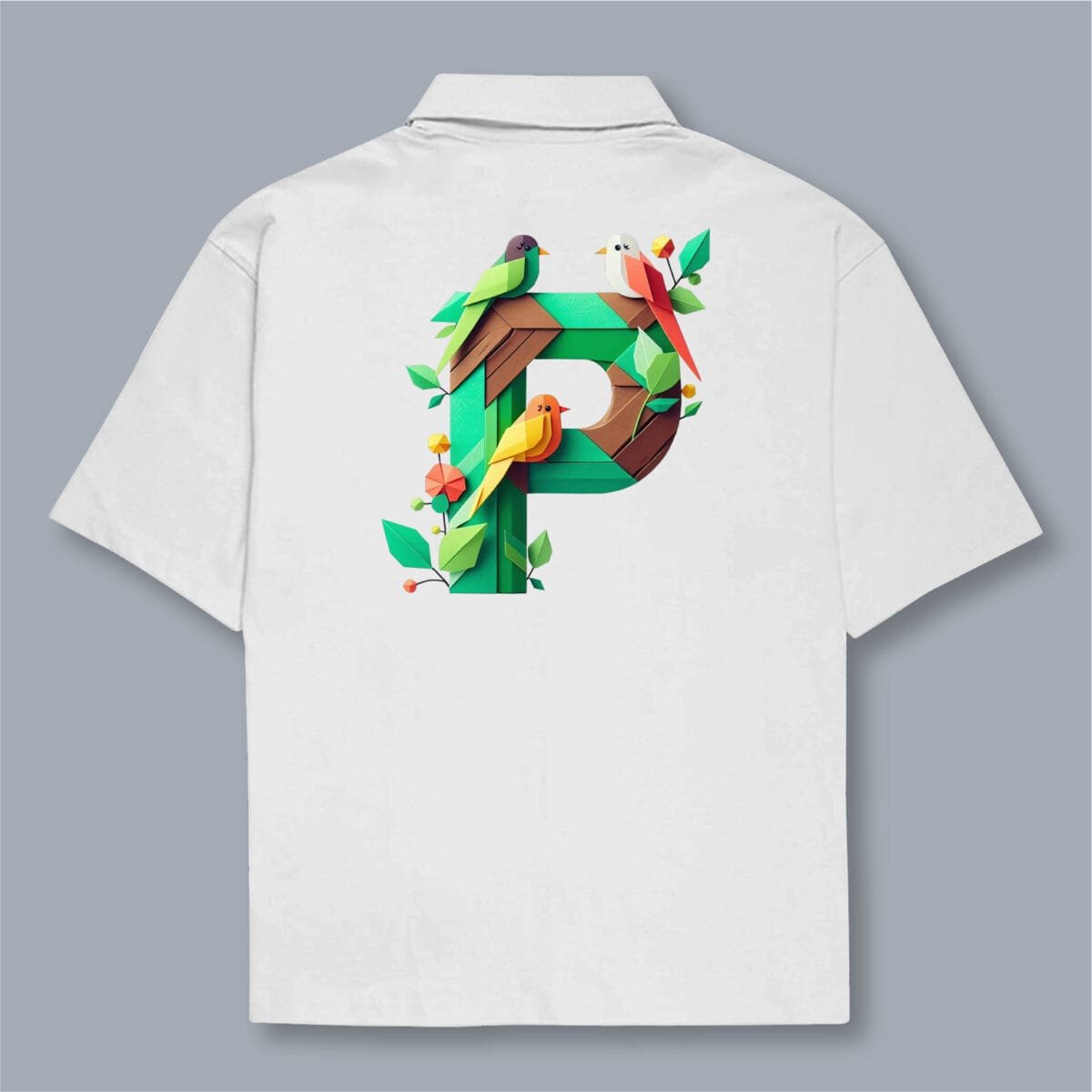 Alphabet P Oversized Cotton Shirt - Image 12