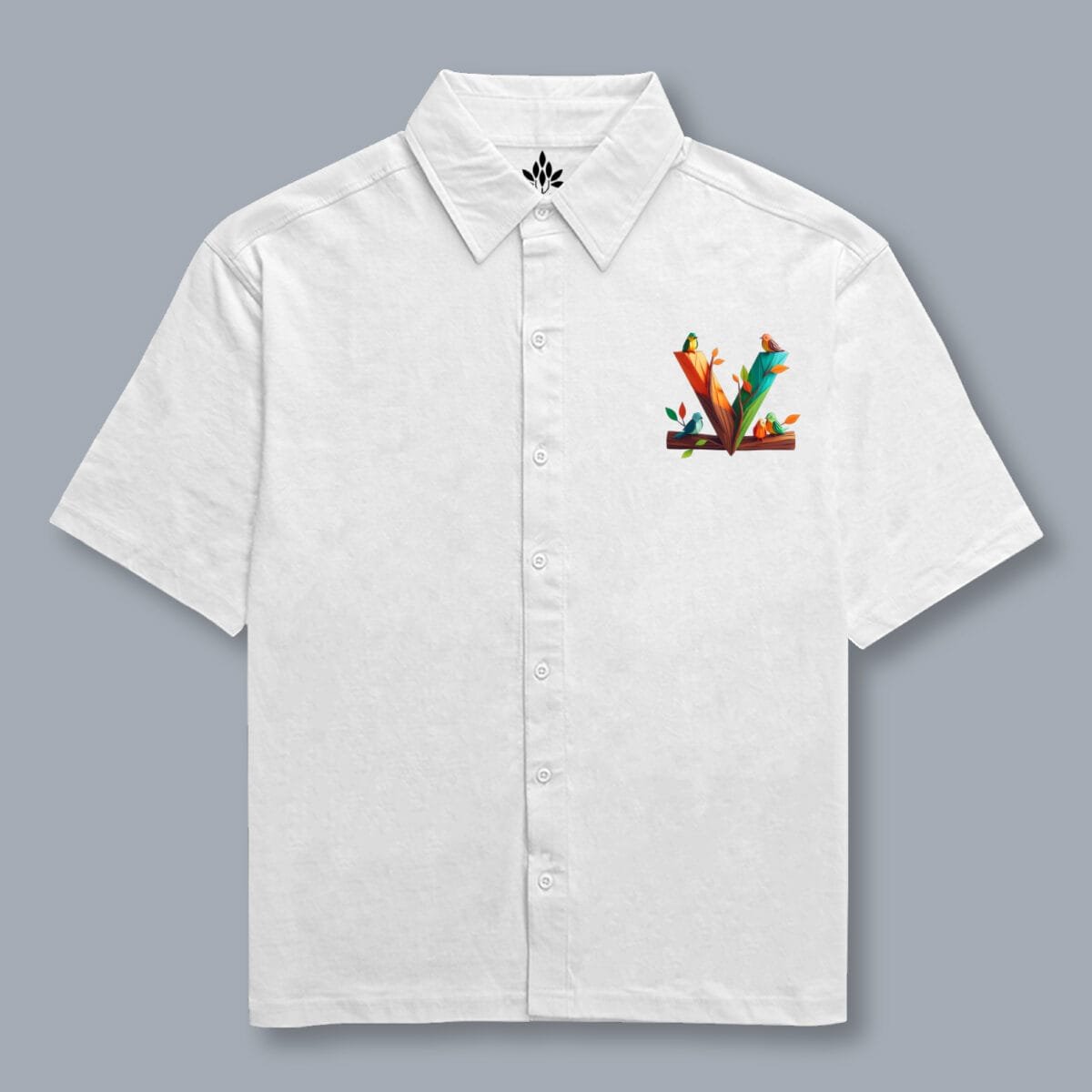 Alphabet V Oversized Cotton Shirt - Image 13