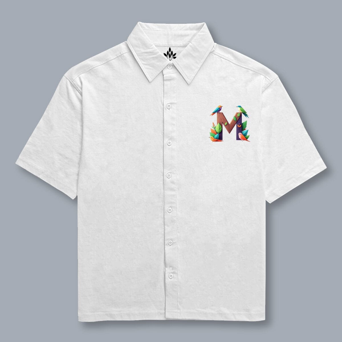 Alphabet M Oversized Cotton Shirt - Image 13