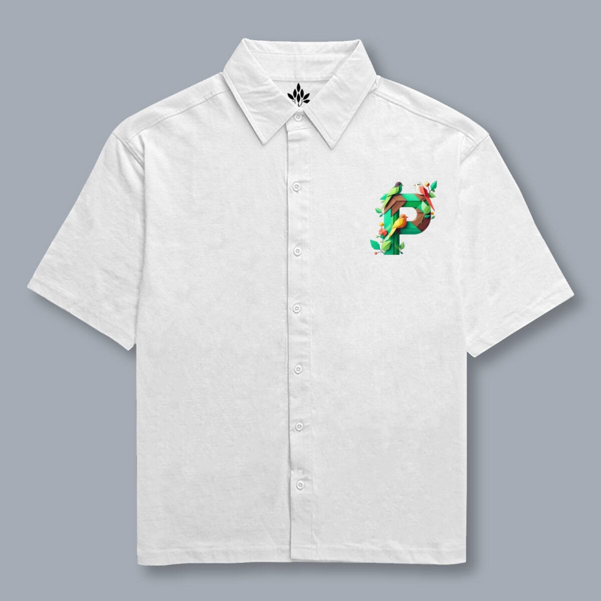 Alphabet P Oversized Cotton Shirt - Image 13