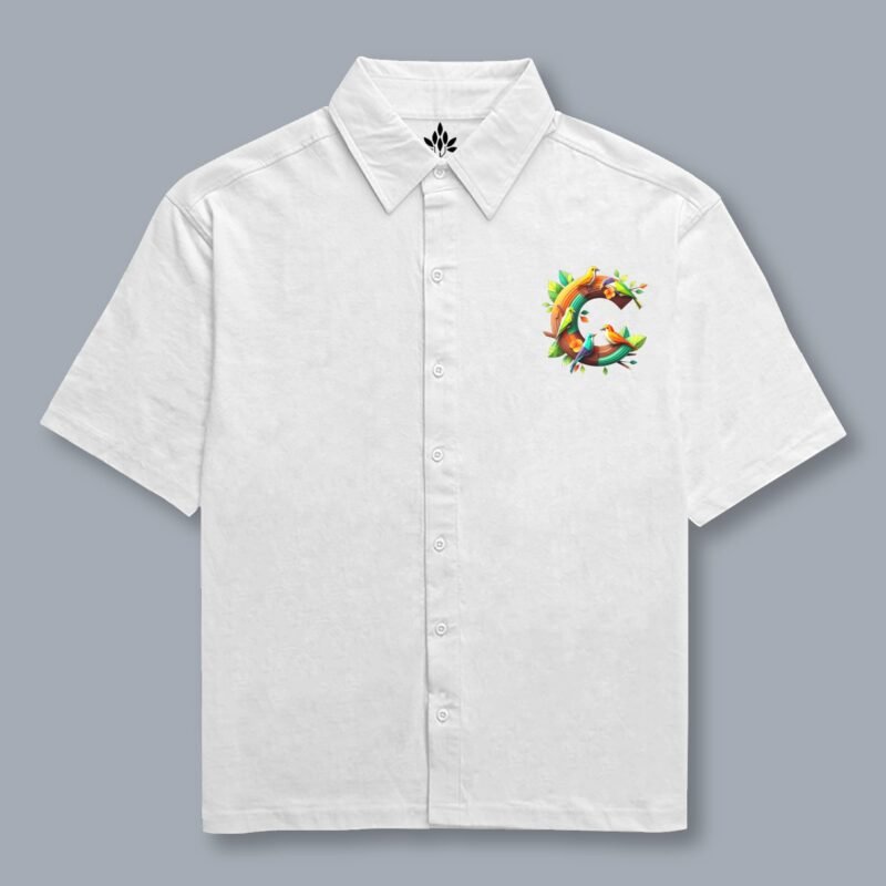 Alphabet C Oversized Cotton Shirt - Image 12