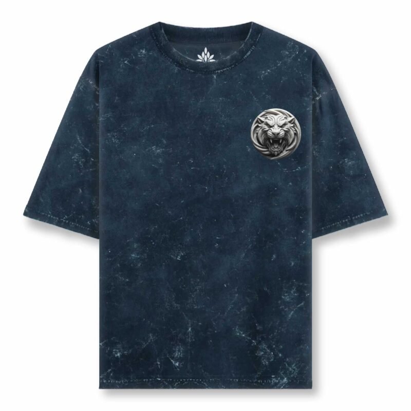 Tiger Roaring Acid Wash Oversized T-Shirt – 240 GSM | 100% Super Combed Cotton - Image 2