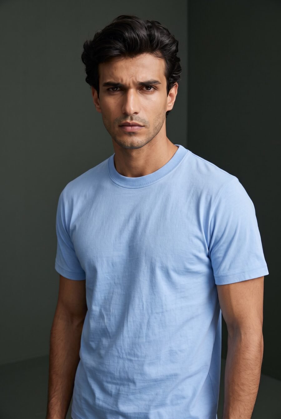 Half Sleeves Crew Neck Regular Fit Aqua Blue T-Shirt | 100% Pure Cotton 180 GSM | Kalavaasi
