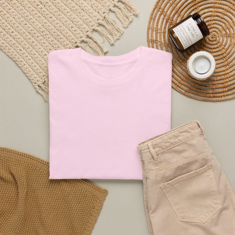 Baby Pink T Shirt 100 Cotton 180 GSM Kalavaasi Folded 2 1