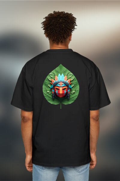 Tribal warrior Mask Leaf Oversized T-Shirt | Unisex Streetwear | Kalavaasi
