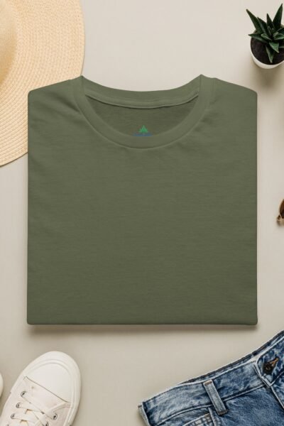 Kalavaasi Olive Green Half Sleeves T Shirt Olive Green Folded 2