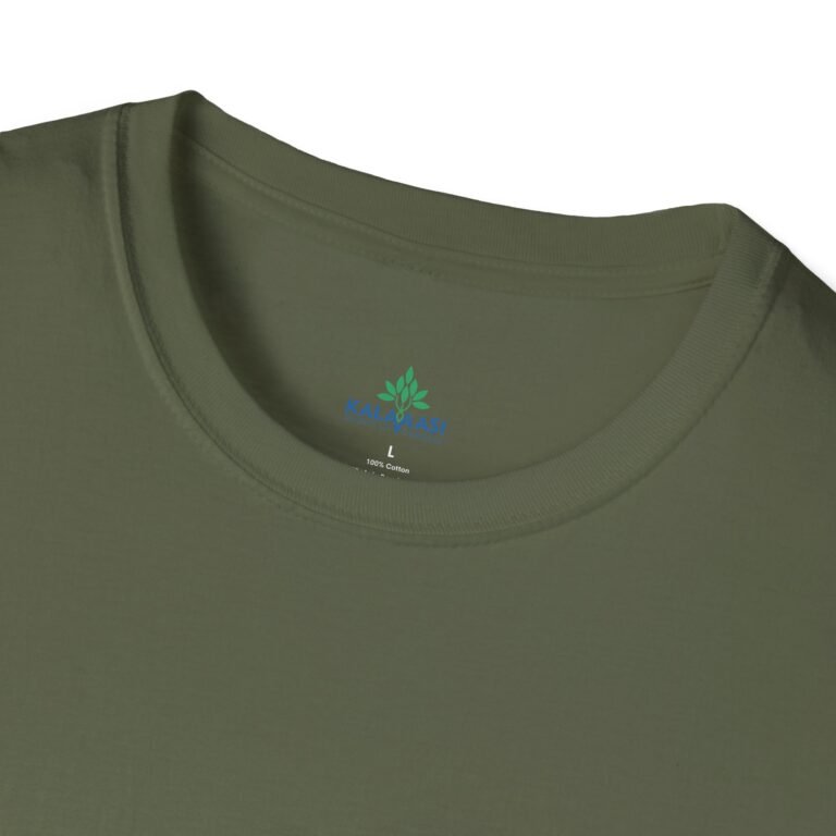 Kalavaasi Olive Green Half Sleeves T Shirt Olive Green Front Collar Closeup