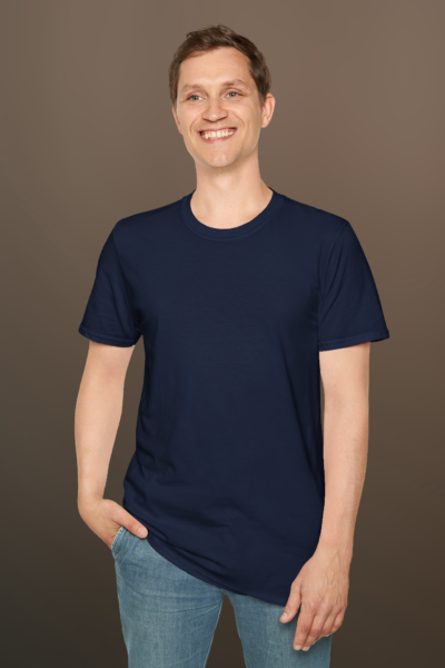 Half Sleeves Crew Neck Regular Navy Blue T-Shirt | 100% Cotton 180 GSM | Kalavaasi