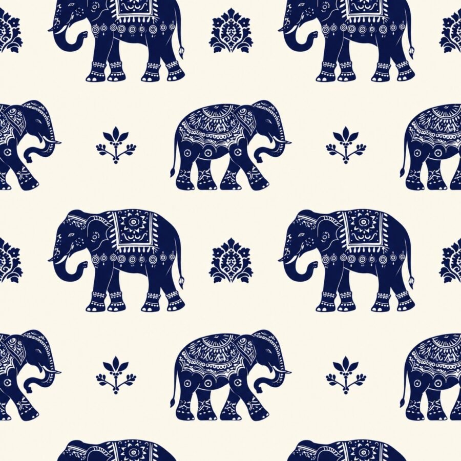 Indigo Elephant Print Headband– Stretchable Sports & Fashion Headband | Kalavaasi