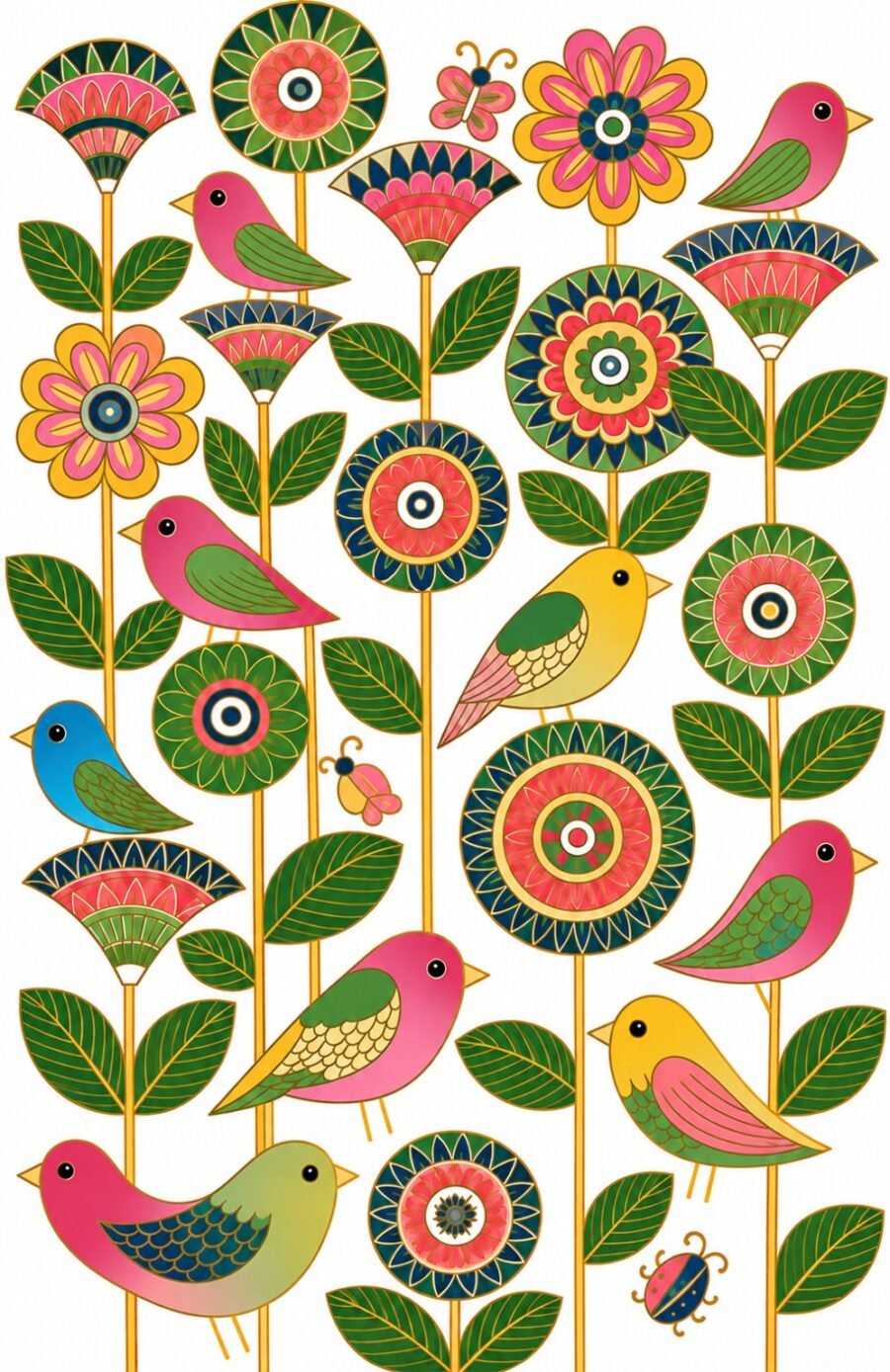 Folk Floral Bird Headband– Stretchable Sports & Fashion Headband | Kalavaasi