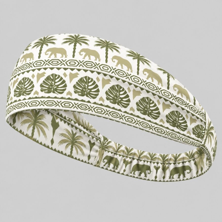 Forest Green Tribal Pattern Headband – Stretchable Sports & Fashion Headband | Kalavaasi