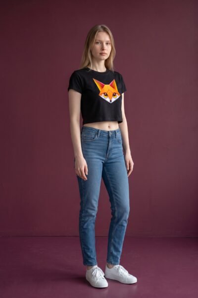 Fox face Crop Top – Stylish Stretch Fit Casual Top | Women Wear | Kalavaasi