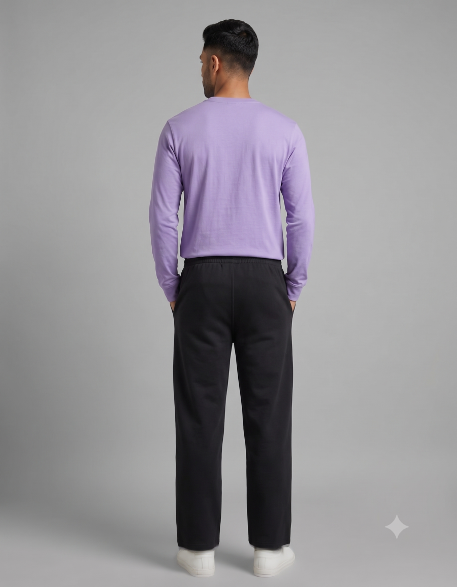 Black 260 GSM Oversized Sweatpants | Unisex Baggy Streetwear Pants | Kalavaasi