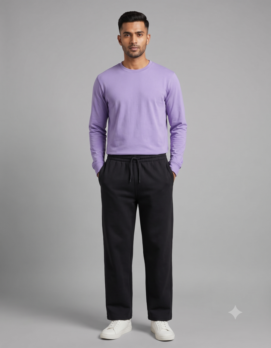 Black 260 GSM Oversized Sweatpants | Unisex Baggy Streetwear Pants | Kalavaasi