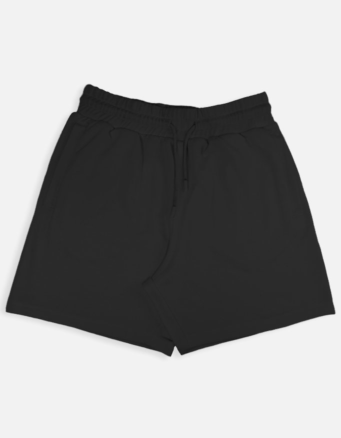 Black Terry Shorts | 260 GSM Cotton-Rich Unisex Streetwear Shorts | Kalavaasi