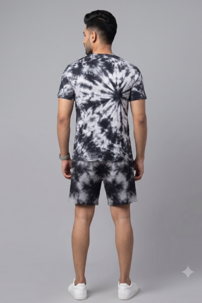 Black Tie-Dye Shorts | 260 GSM Unisex Streetwear Shorts | Kalavaasi