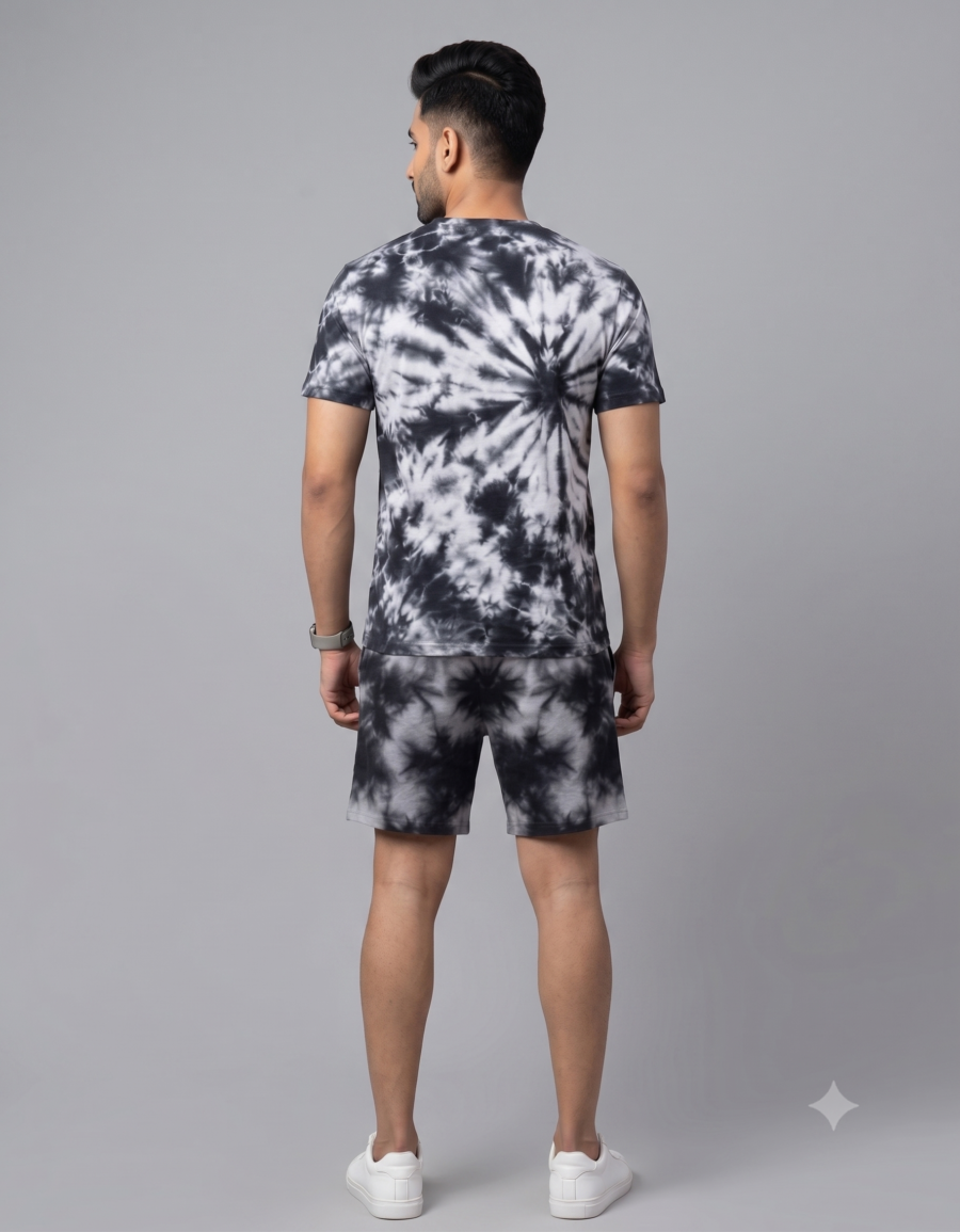 Black Tie-Dye Shorts | 260 GSM Unisex Streetwear Shorts | Kalavaasi