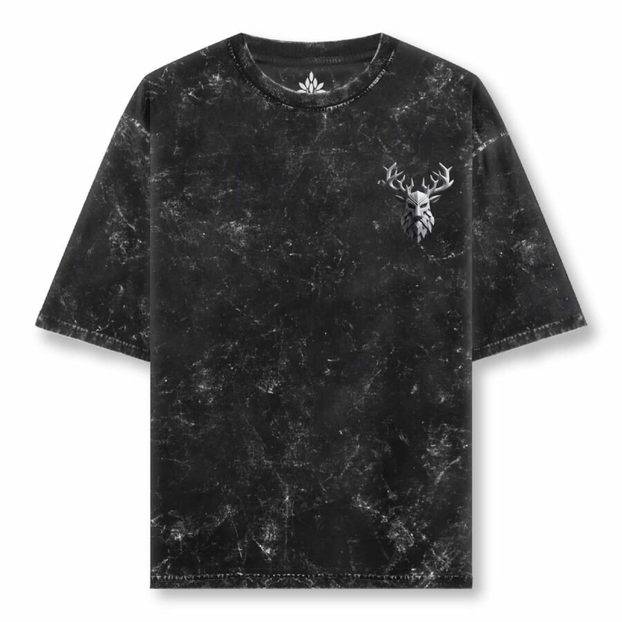 Deer Warrior Acid Washed Oversized T-Shirt | Unisex Wear | Kalavaasi