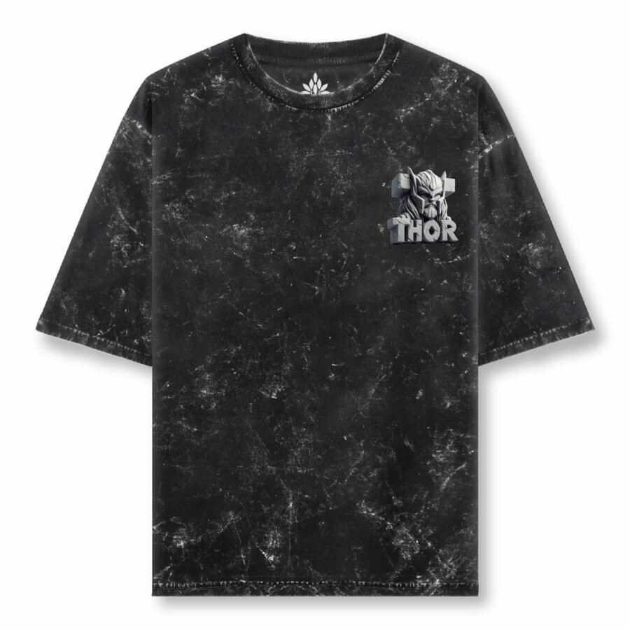 Thor 3D Acid Washed Oversized T-Shirt | Unisex Wear | Kalavaasi