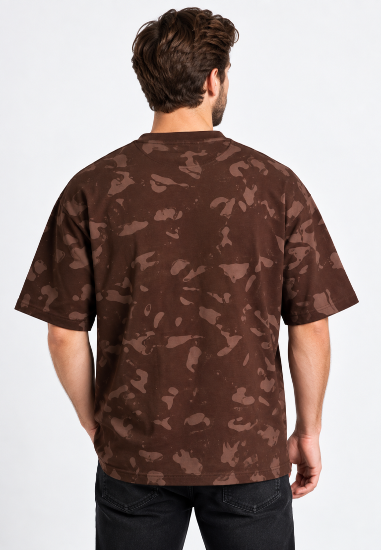 Brown Splatter Wash Acid Washed Oversized T Shirt Unisex Wear Kalavaasi 1