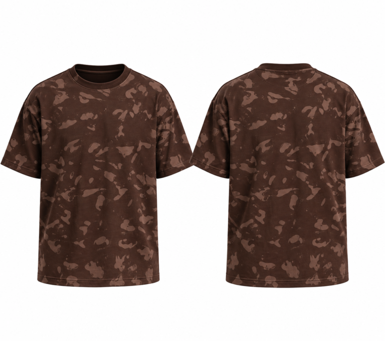 Brown Splatter Wash Acid Washed Oversized T Shirt Unisex Wear Kalavaasi 2