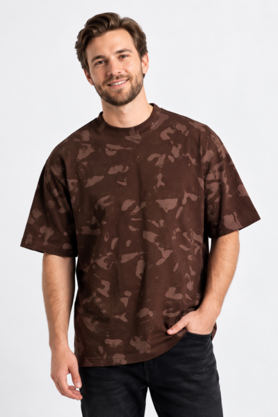 Brown Splatter Wash Acid Washed Oversized T Shirt Unisex Wear Kalavaasi 4