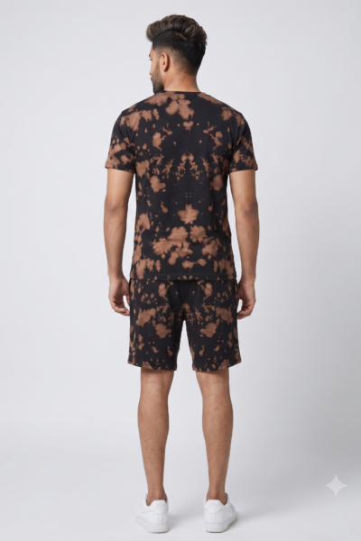 Brown Tie-Dye Shorts | 260 GSM Unisex Streetwear Shorts | Kalavaasi