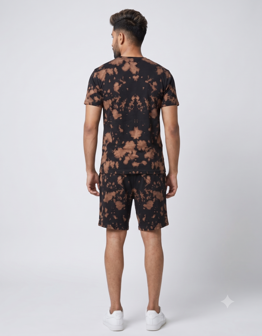 Brown Tie-Dye Shorts | 260 GSM Unisex Streetwear Shorts | Kalavaasi